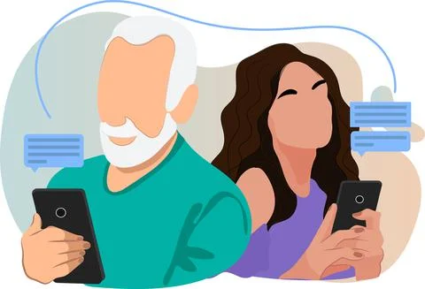 Online chat message text notification smartphone Stock Illustration