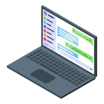 Online chat messages notification on laptop screen Stock Illustration