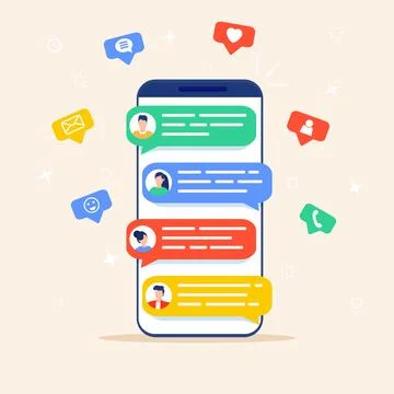 Online chat messages text notification on phone Stock Illustration