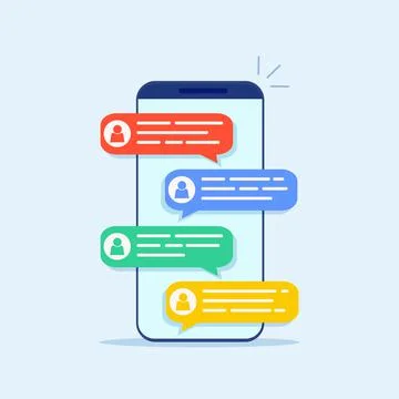 Online chat messages text notification on phone Stock-Illustration