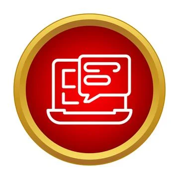 Online chat messaging computer communicating bubble icon Stockillustratie