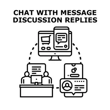Online chat messaging discussing customer support communication network Stock Illustration