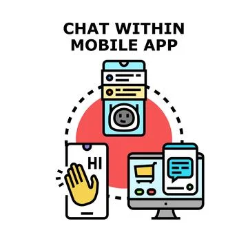 Online chat messaging with mobile application communication Stock Illustration