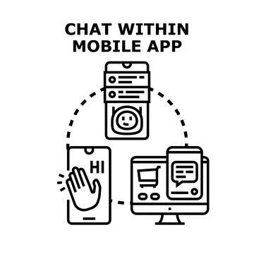 Online chat messaging with mobile application communication Stock Illustration