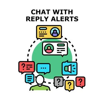 Online chat messaging with reply alerts concept Stock Illustration