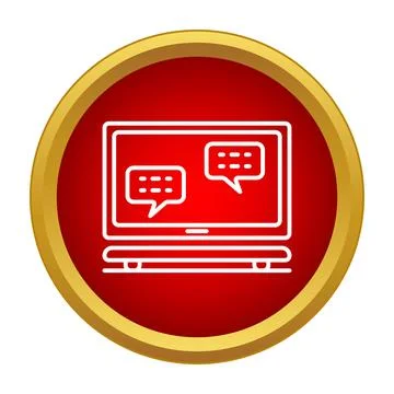 Online chat messaging with speech bubbles on laptop screen Stockillustratie