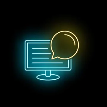 Online chat messaging system feedback neon icon Stock Illustration