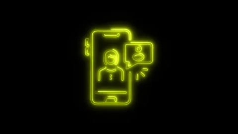 Online Chat Outline Icon in HD Video Neon Animation  Communication and Tech Vídeos de archivo 304374456