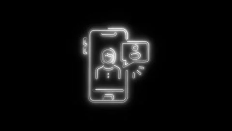 Online Chat Outline Icon in HD Video Neon Animation  Communication and Tech Stock Footage 304374459