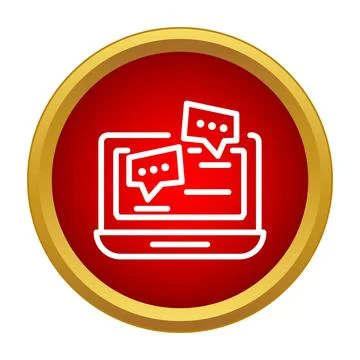 Online chat support communication on laptop screen icon イラスト素材