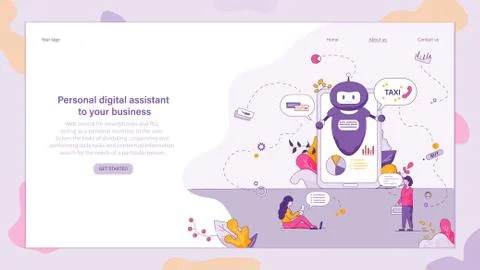 Online Chat Support Smart Chatbot, Voice Control Illustrazione stock