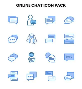 Online Chat Two Colour Design Icons Pack Stock Illustration