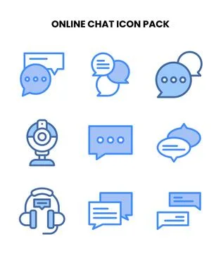 Online Chat Two Colour Scalable Icons Pack Stock Illustration