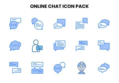 Online Chat Two Colour Scalable Icons Pack Stock Illustration