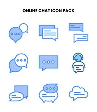 Online Chat Two Colour Scalable Icons Pack Stock Illustration