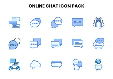 Online Chat Two Colour SVG Icons Pack Stock Illustration