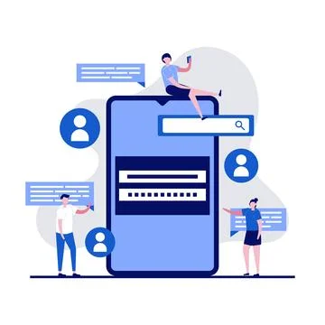 Online chat, web forum, discussion concepts with characters. Online communi.. Stock Illustration