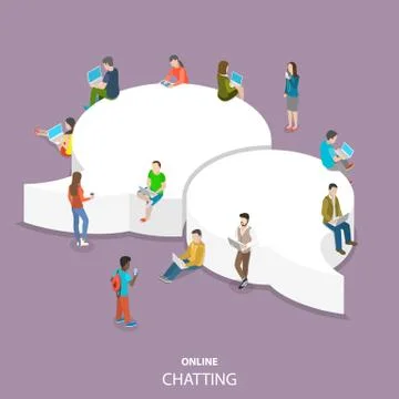 Online chatting flat isometric vector concept. Stock Illustration