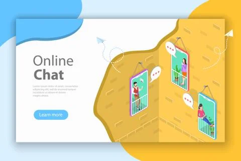Online chatting flat isometric vector conceptual illustration. Stock Illustration