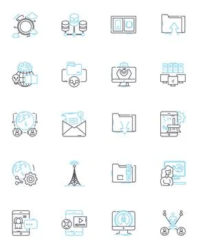 Online chatting linear icons set. Conversation, Messaging, Communication 库存插图
