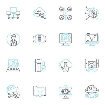 Online chatting linear icons set. Conversation, Messaging, Communication 库存插图