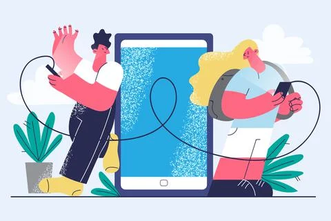 Online chatting, remote communication, technology concept Stock Illustration
