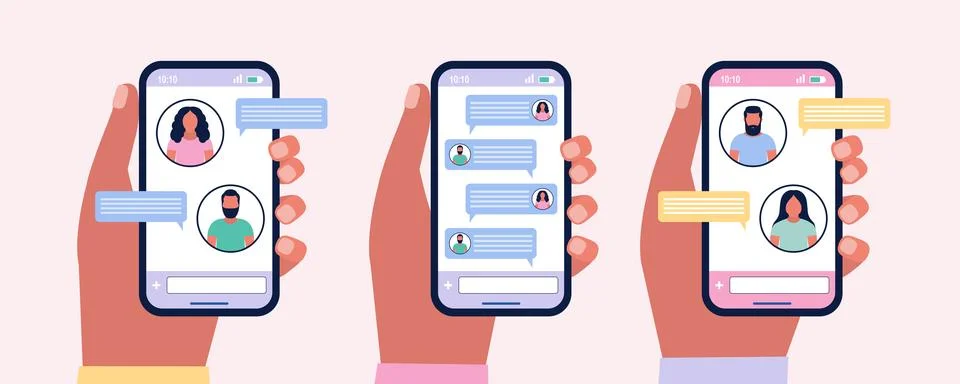 Online chatting speech bubbles. Illustrazione stock