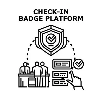 Online check in badge platform for event access Ilustração Stock