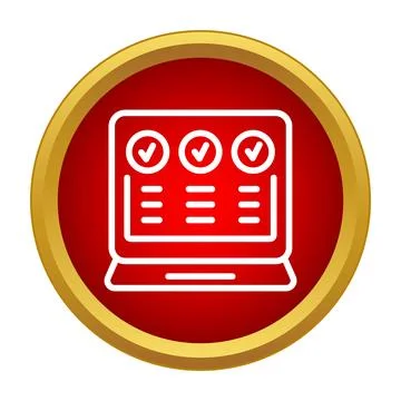 Online checklist on a computer screen icon Stock Illustration