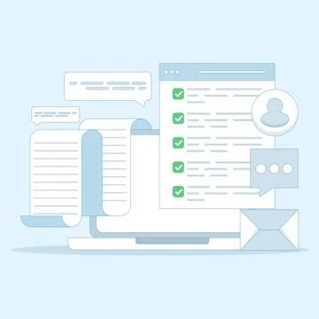 Online Checklist Concept, checkbox with check mark. Stock Illustration