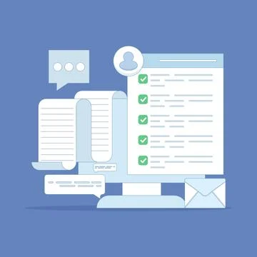 Online Checklist Concept, checkbox with check mark. checklist. Stock Illustration