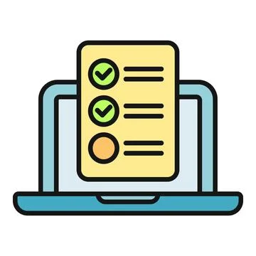 Online checklist concept displaying computer laptop screen イラスト素材