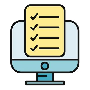 Online checklist survey form on computer monitor Illustrazione stock