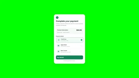 Online checkout interface cards on green screen background Stock Footage 345655155