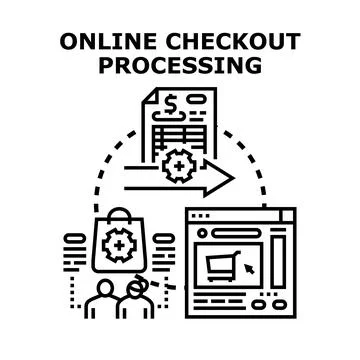 Online checkout processing transaction completing payment concept Stock Illustration