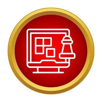 Online chess game concept with computer and pawn Stock Illustration