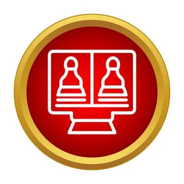 Online chess game pawns on computer screen icon 스톡 일러스트