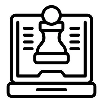 Online chess icon outline vector. Game pc Stock Illustration