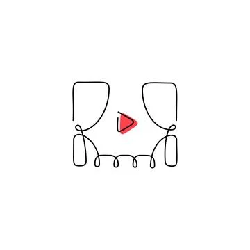 Online cinema continuous line vector icon Stock-Illustration