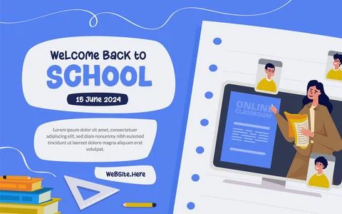 Online class back to school banner design Stock Illustration