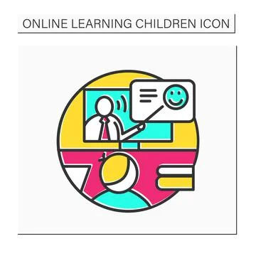 Online class color icon Stock Illustration