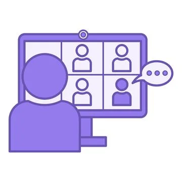 Online Class Color Icon. Vector Icon. Video Lesson on Computer, Online Stud.. Stock Illustration