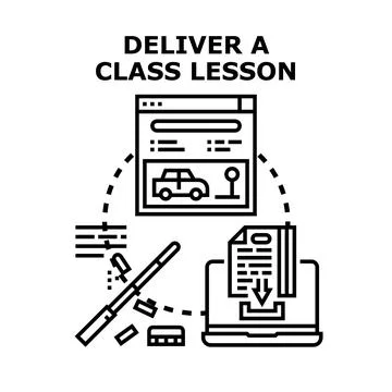 Online class lesson delivery using digital education platform Stock Illustration