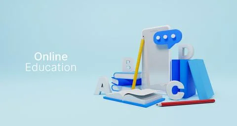 Online class, Online education, E-learning technology on mobile smartphone. T Stock Illustration