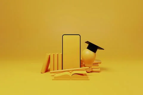 Online class, Online education, E-learning technology on mobile smartphone. T Stock Illustration
