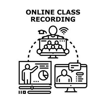 Online class recording vector concept illustration Stock Illustration