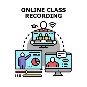 Online class recording vector concept illustration Stock Illustration