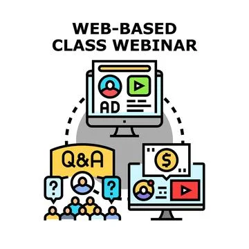Online class webinar global audience learning experience 库存插图