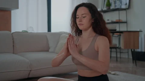 Online class with yoga trainer Stock Footage 245491712