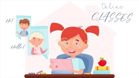 Online classes concept, remote education. Vector animation video. Stock Footage 150617531